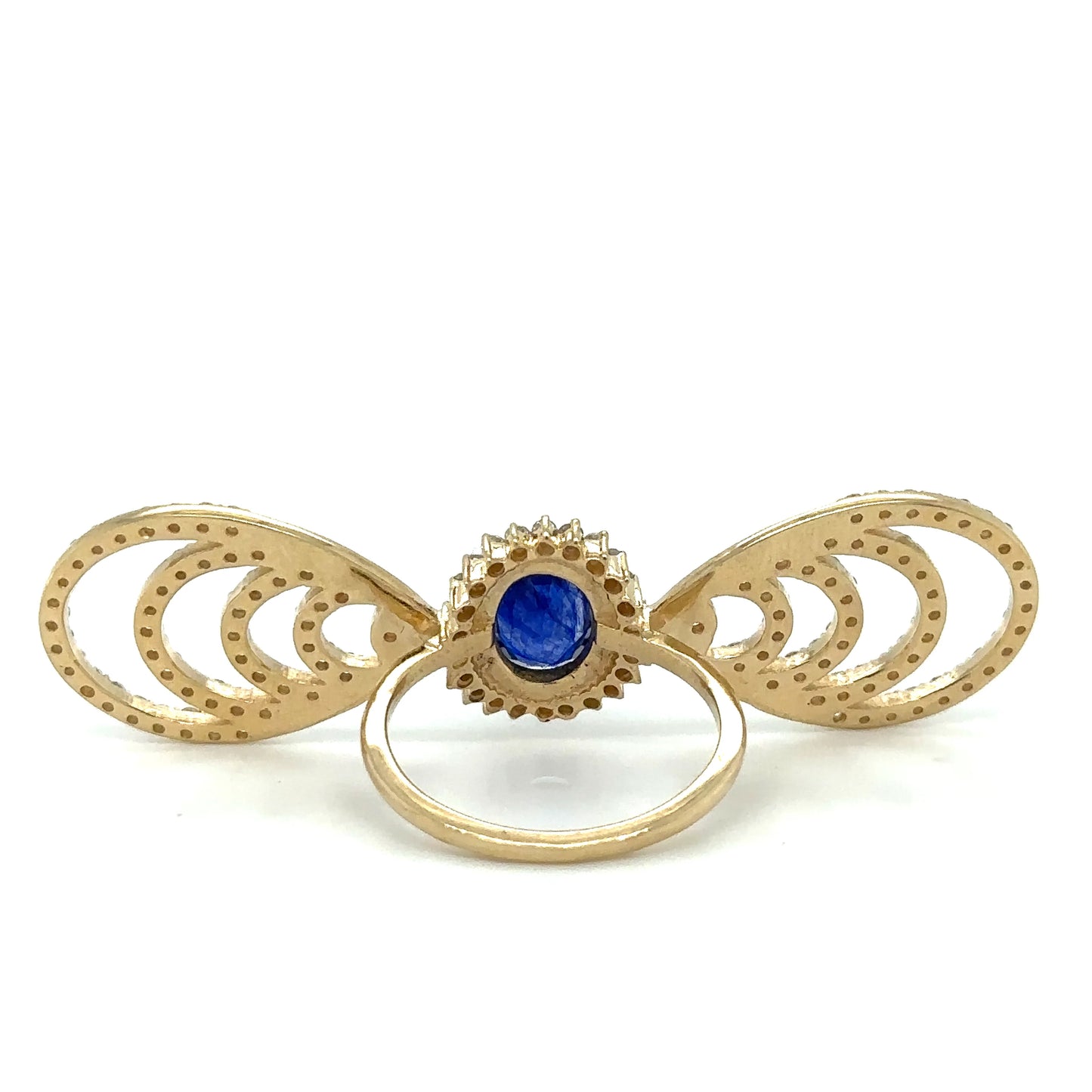 YELLOW GOLD RING WITH SAPPHIRE AND DIAMONDS