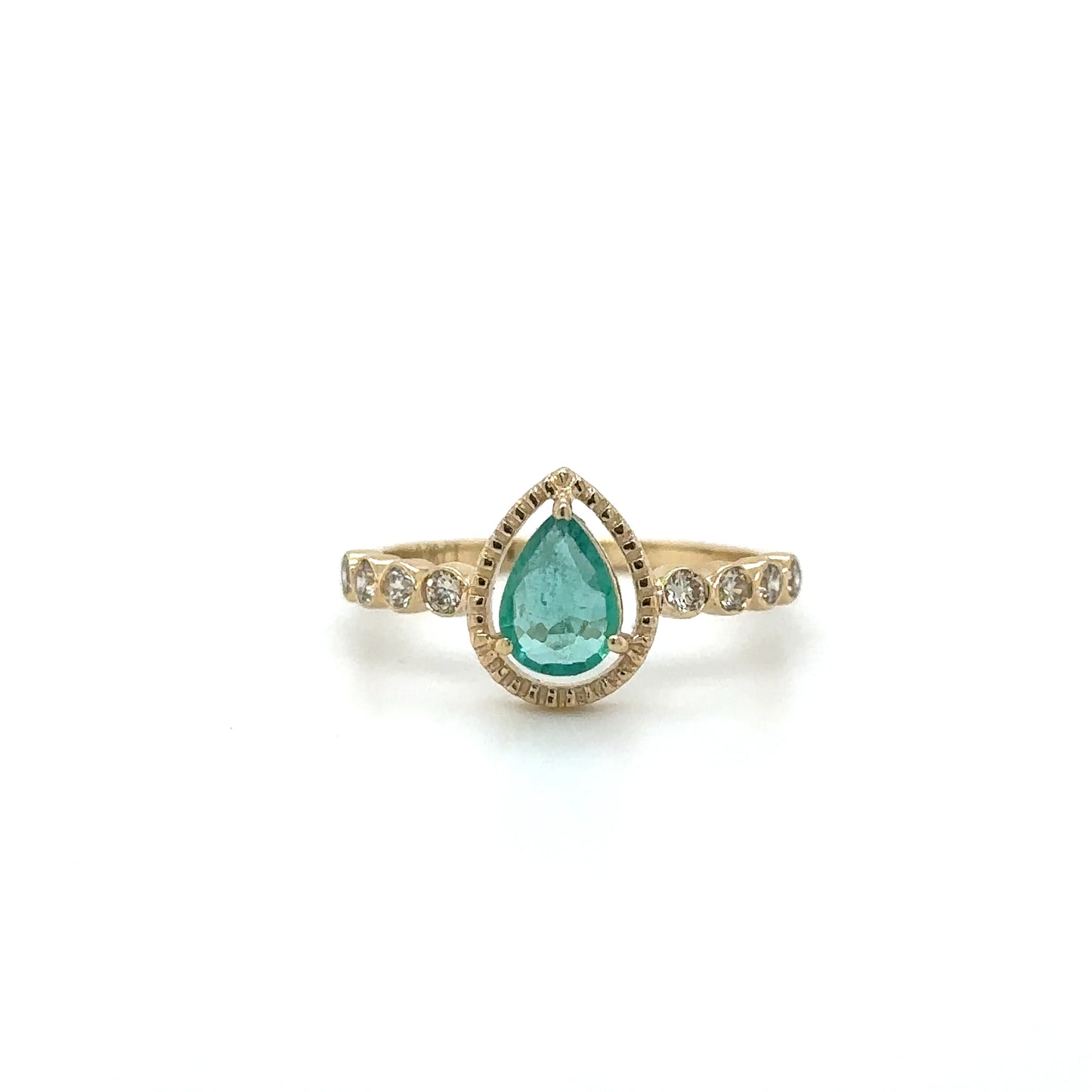 YELLOW GOLD EMERALD RING WITH DIAMONDS
