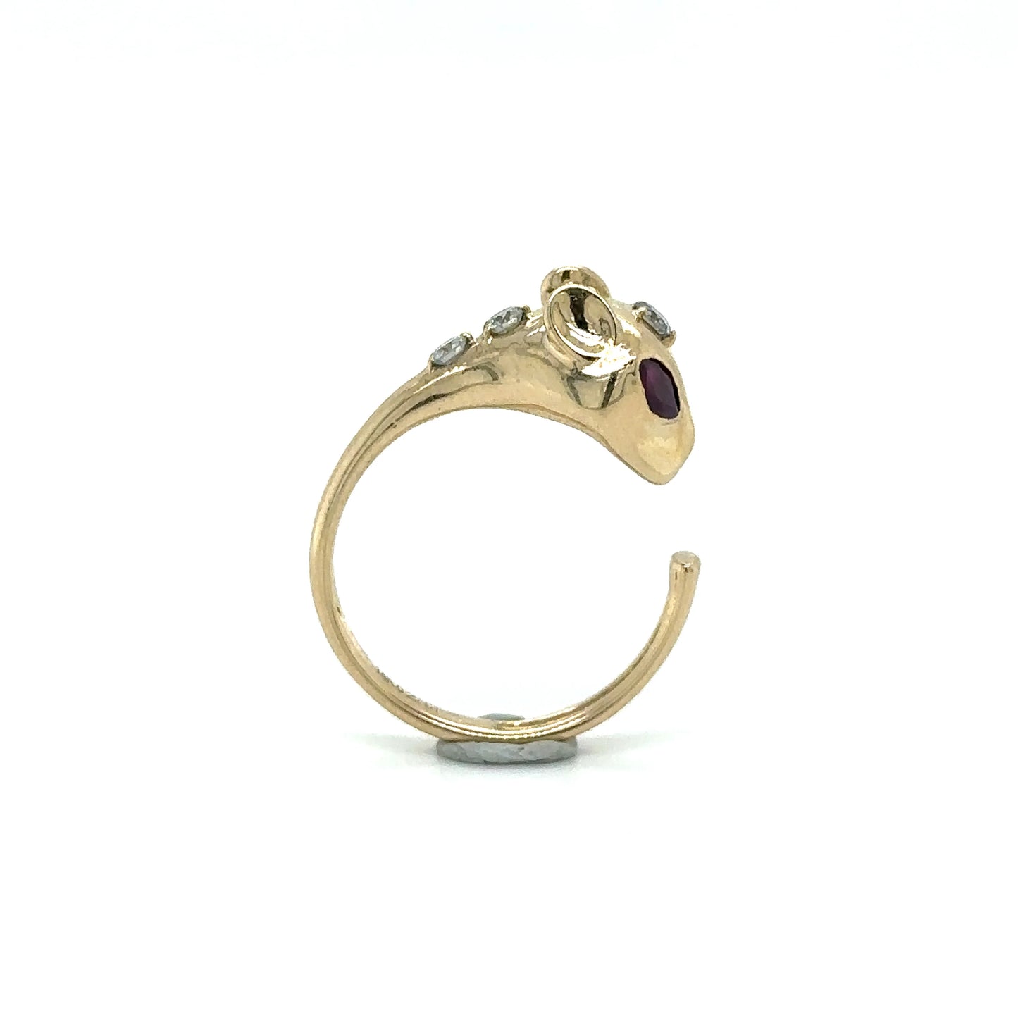 14KT YELLOW GOLD PANTHER RING WITH RUBY AND DIAMONDS