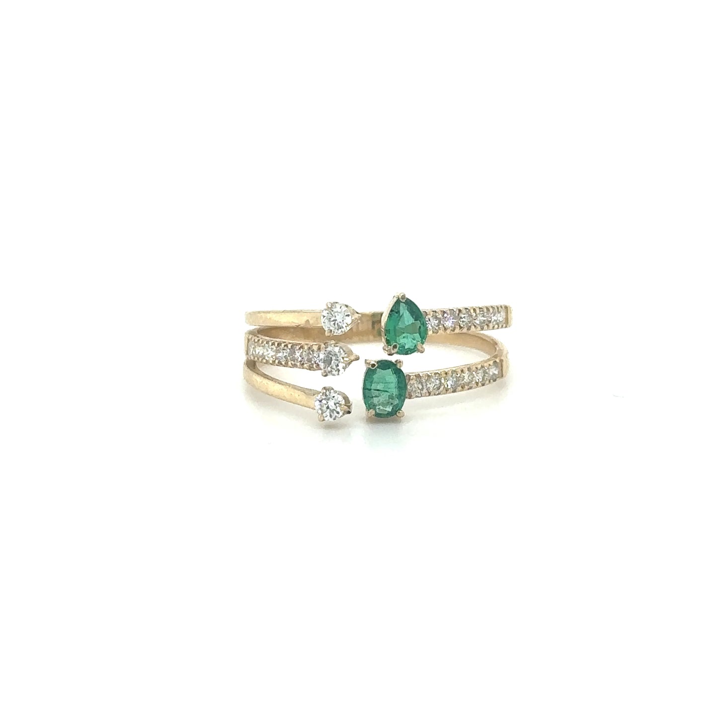 14KT YELLOW GOLD EMERALD DIAMOND RING