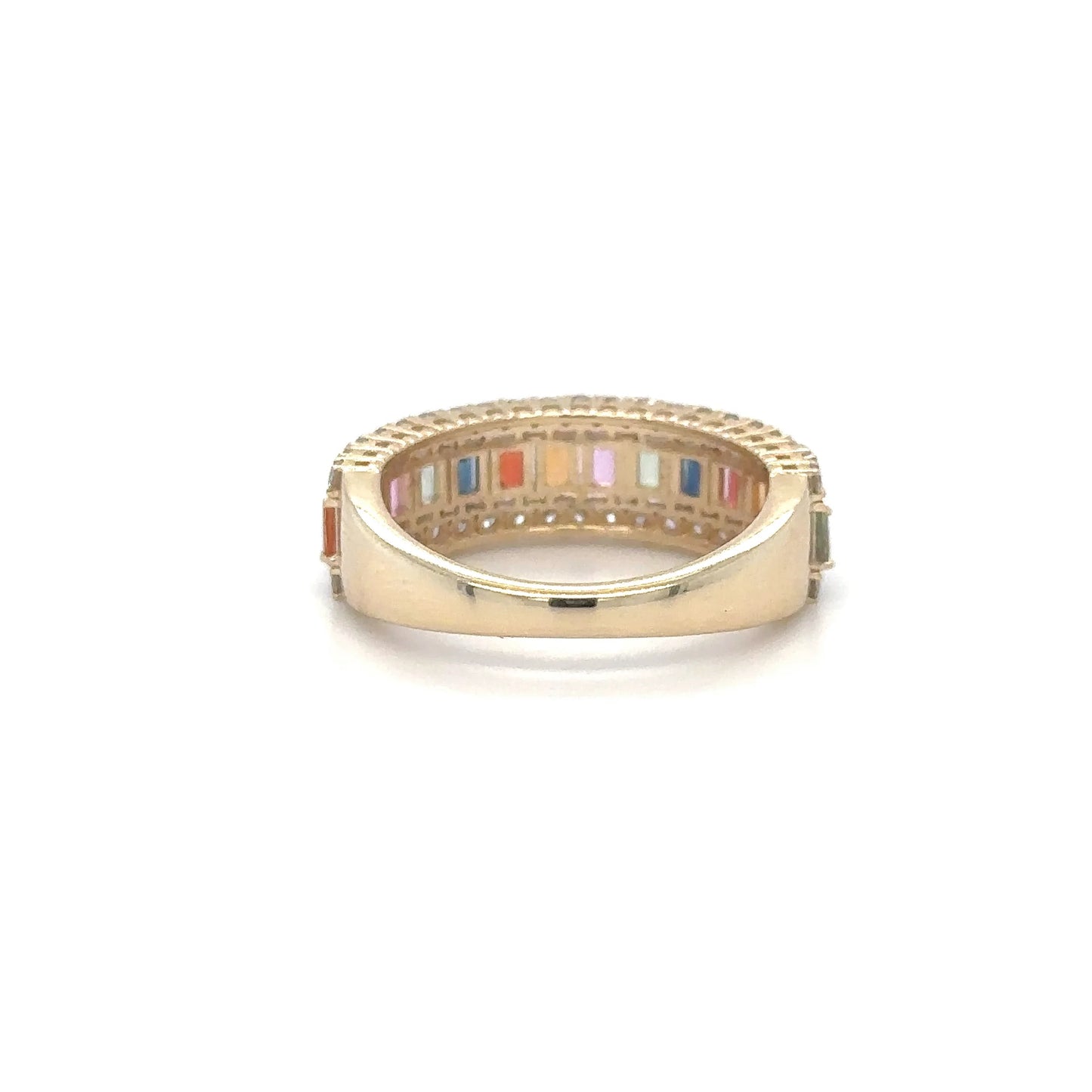 14KT YELLOW GOLD MULTI SAPPHIRE AND DIAMONDS RING