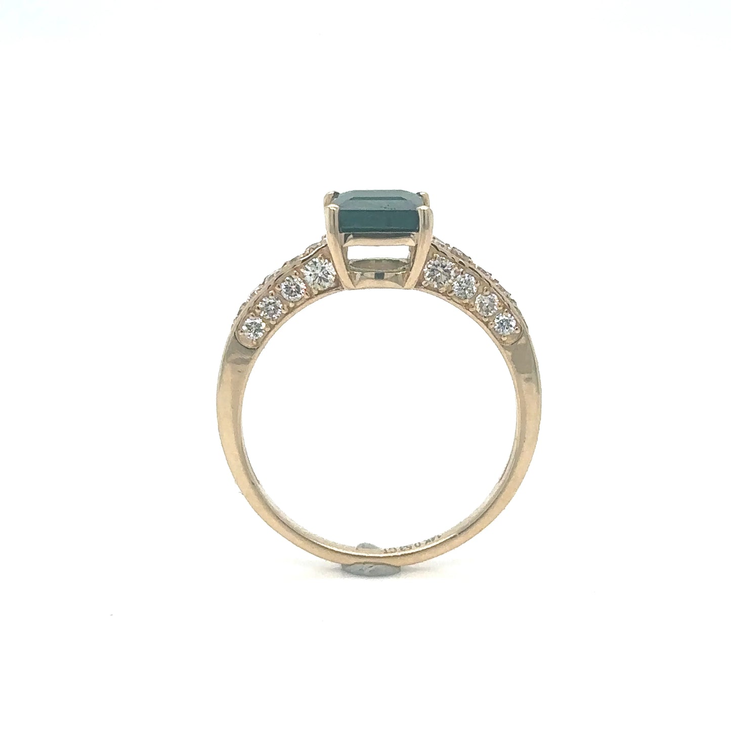 14KT YELLOW GOLD EMERALD RING WITH DIAMONDS