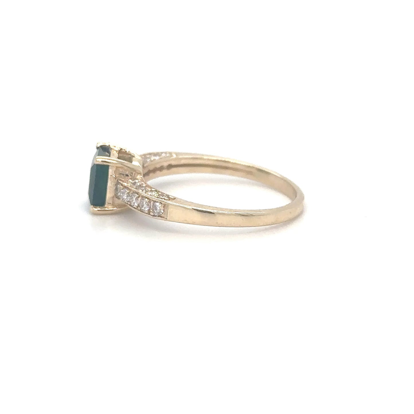 14KT YELLOW GOLD EMERALD RING WITH DIAMONDS