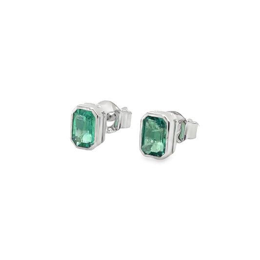 14KT WHITE GOLD EMERALD EARRING STUDS