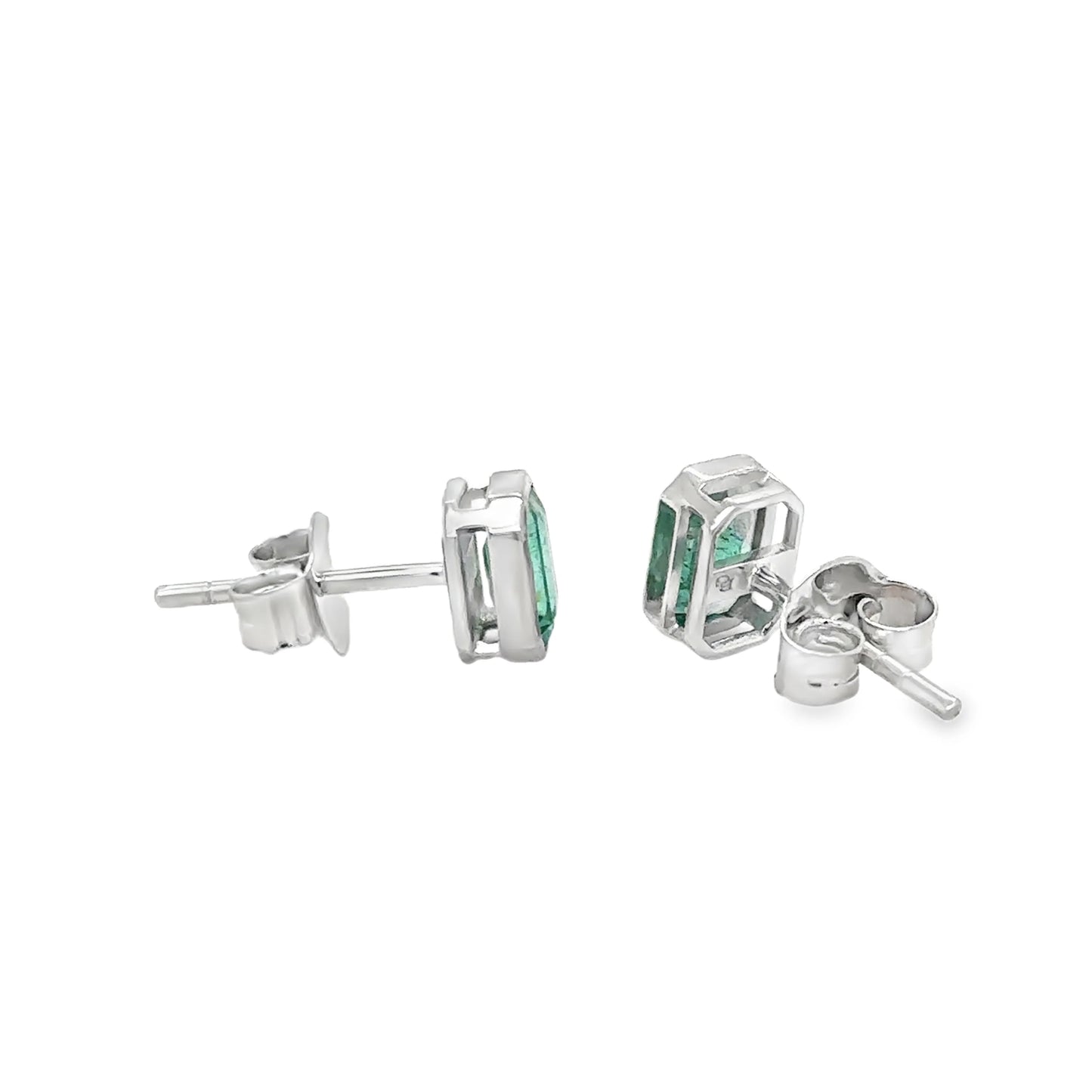 14KT WHITE GOLD EMERALD EARRING STUDS
