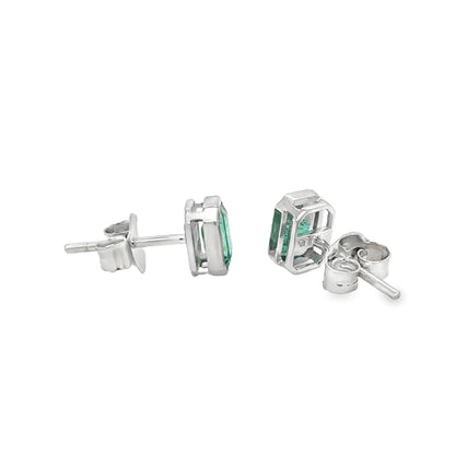 14KT WHITE GOLD EMERALD EARRING STUDS