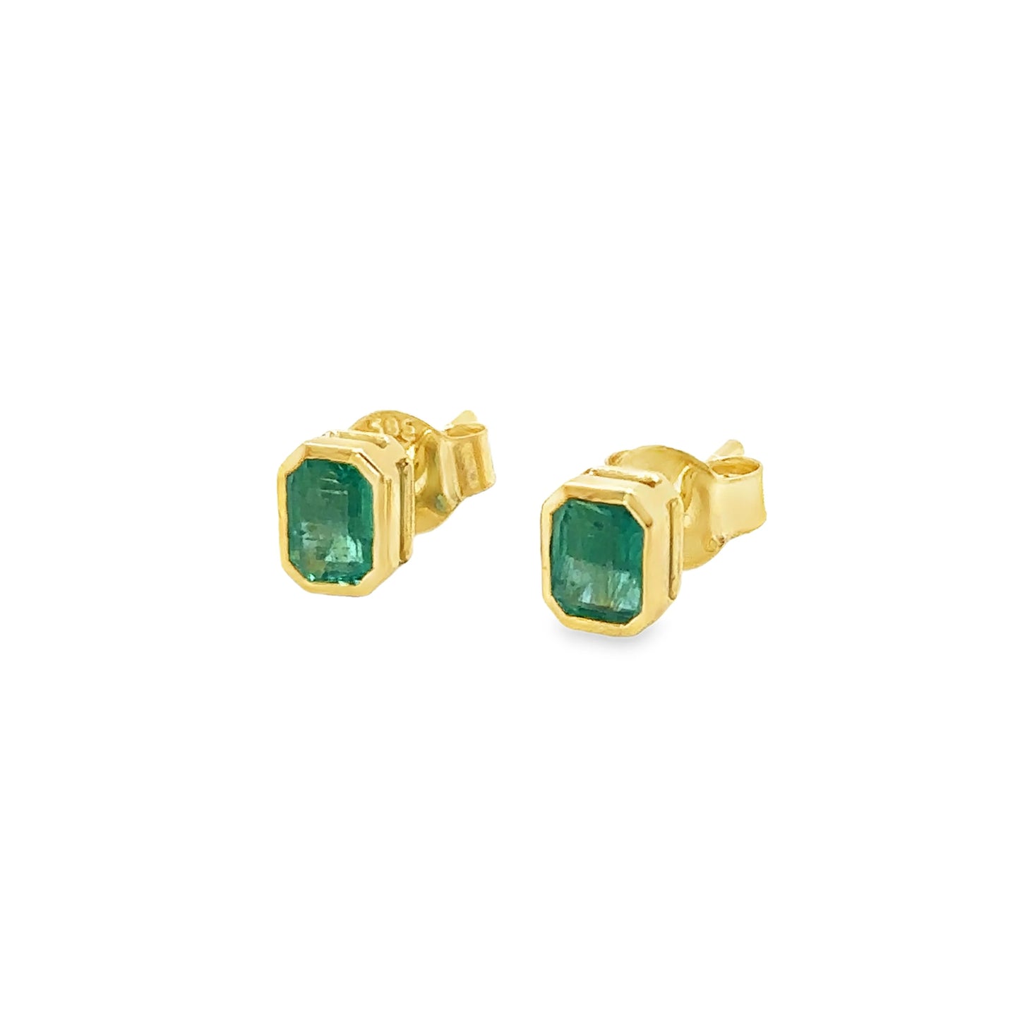 14KT YELLOW GOLD EMERALD EARRING STUDS