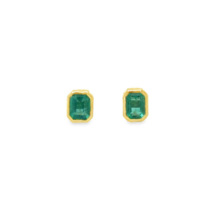 14KT YELLOW GOLD EMERALD EARRING STUDS