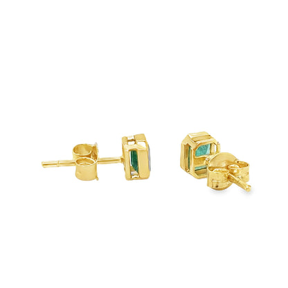 14KT YELLOW GOLD EMERALD EARRING STUDS