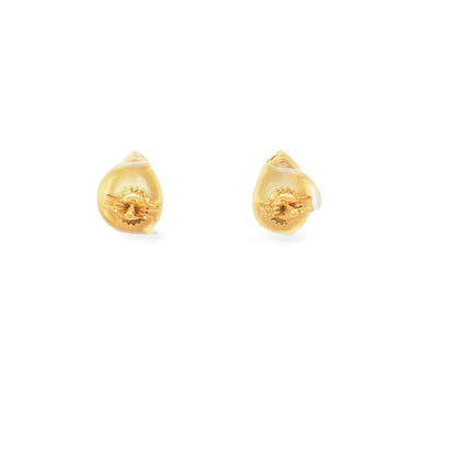 14KT YELLOW GOLD EMERALD AND DIAMONDS PEAR SHAPE EARRINGS