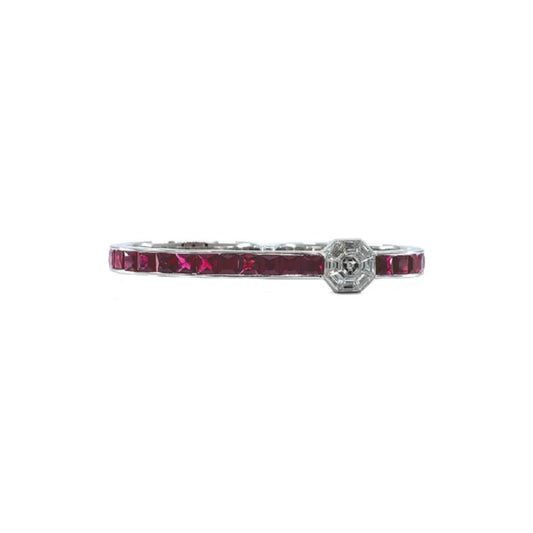 18KT WHITE GOLD RUBY AND DIAMOND RING
