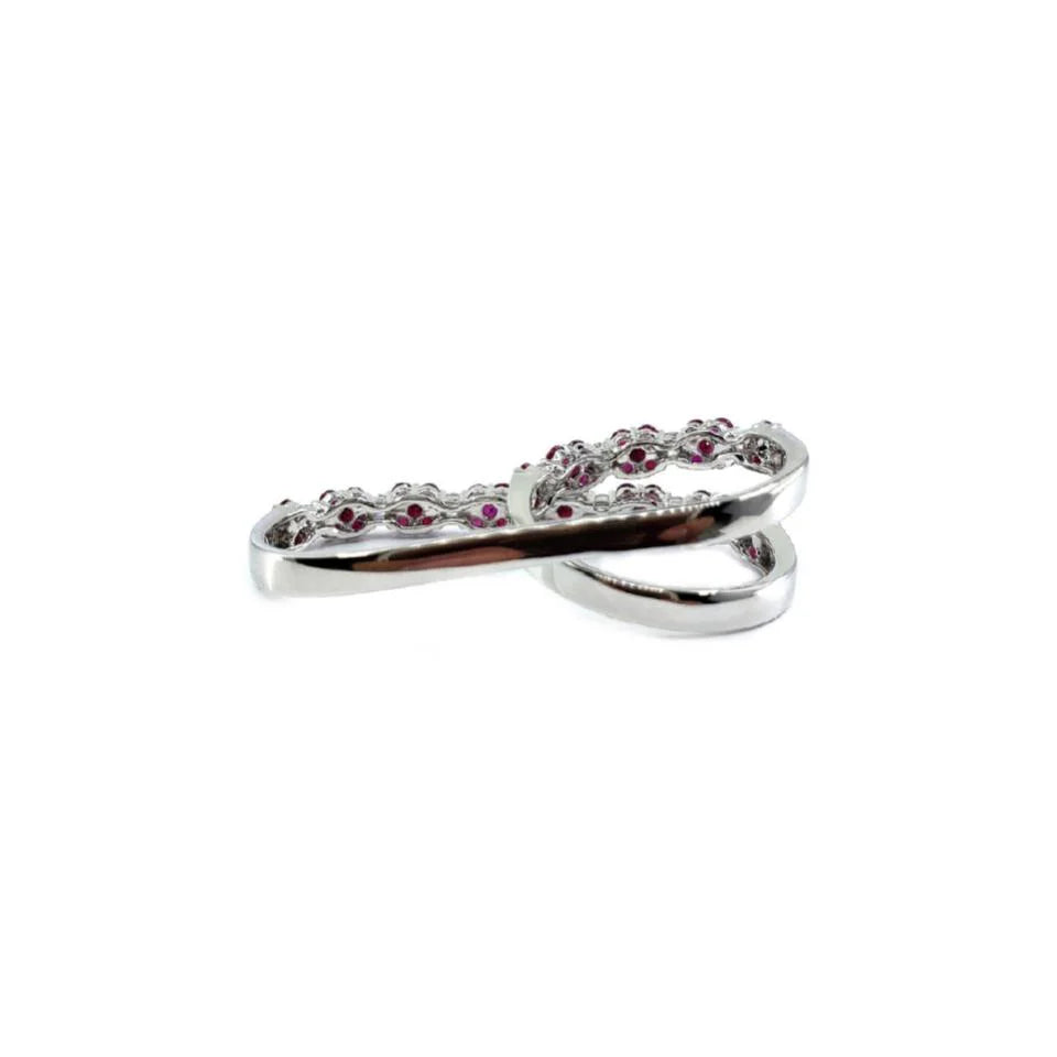 18KT WHITE GOLD RUBY AND DIAMOND RING