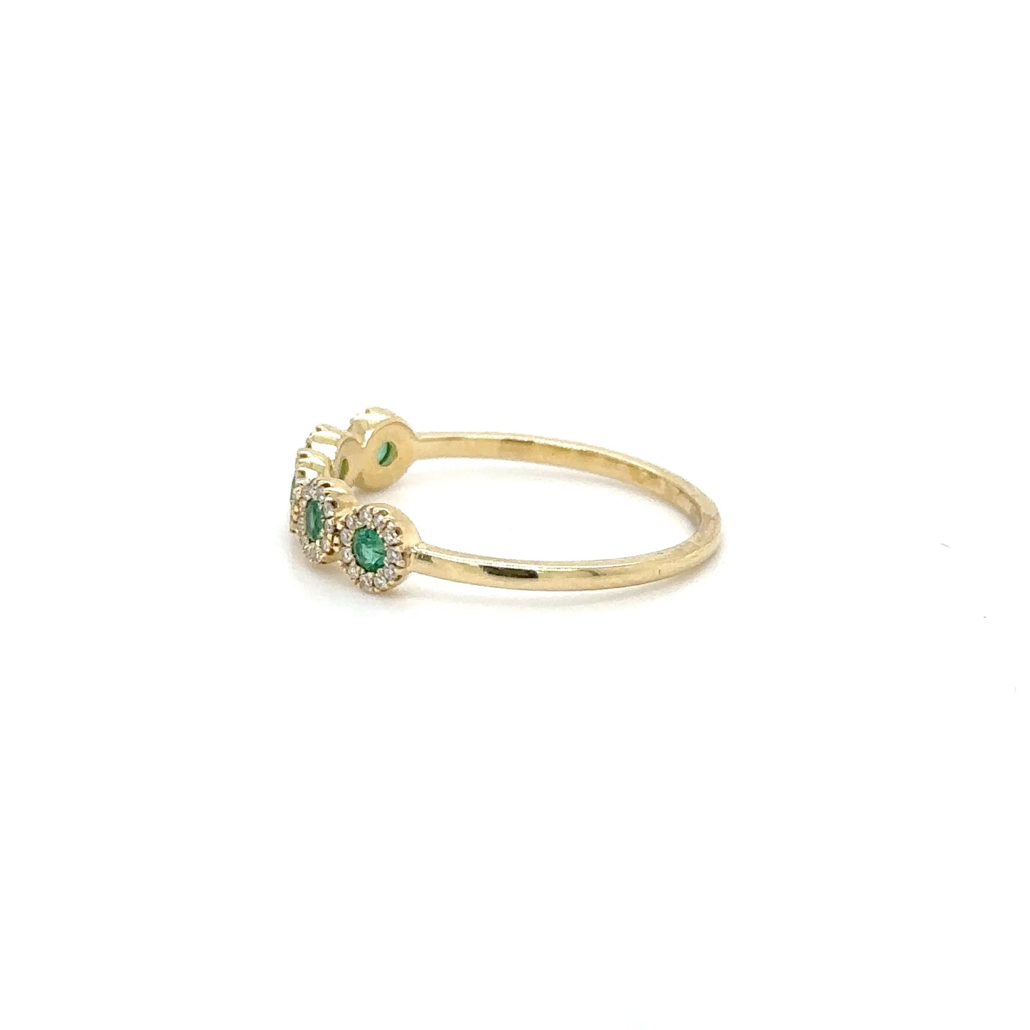 14KT YELLOW GOLD EMERALD AND DIAMONDS RING