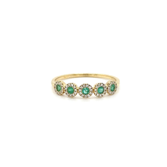 14KT YELLOW GOLD EMERALD AND DIAMONDS RING