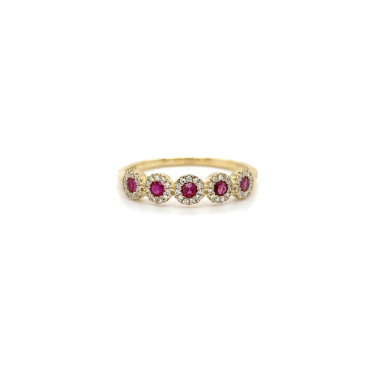 14KT YELLOW GOLD RUBY AND DIAMONDS RING