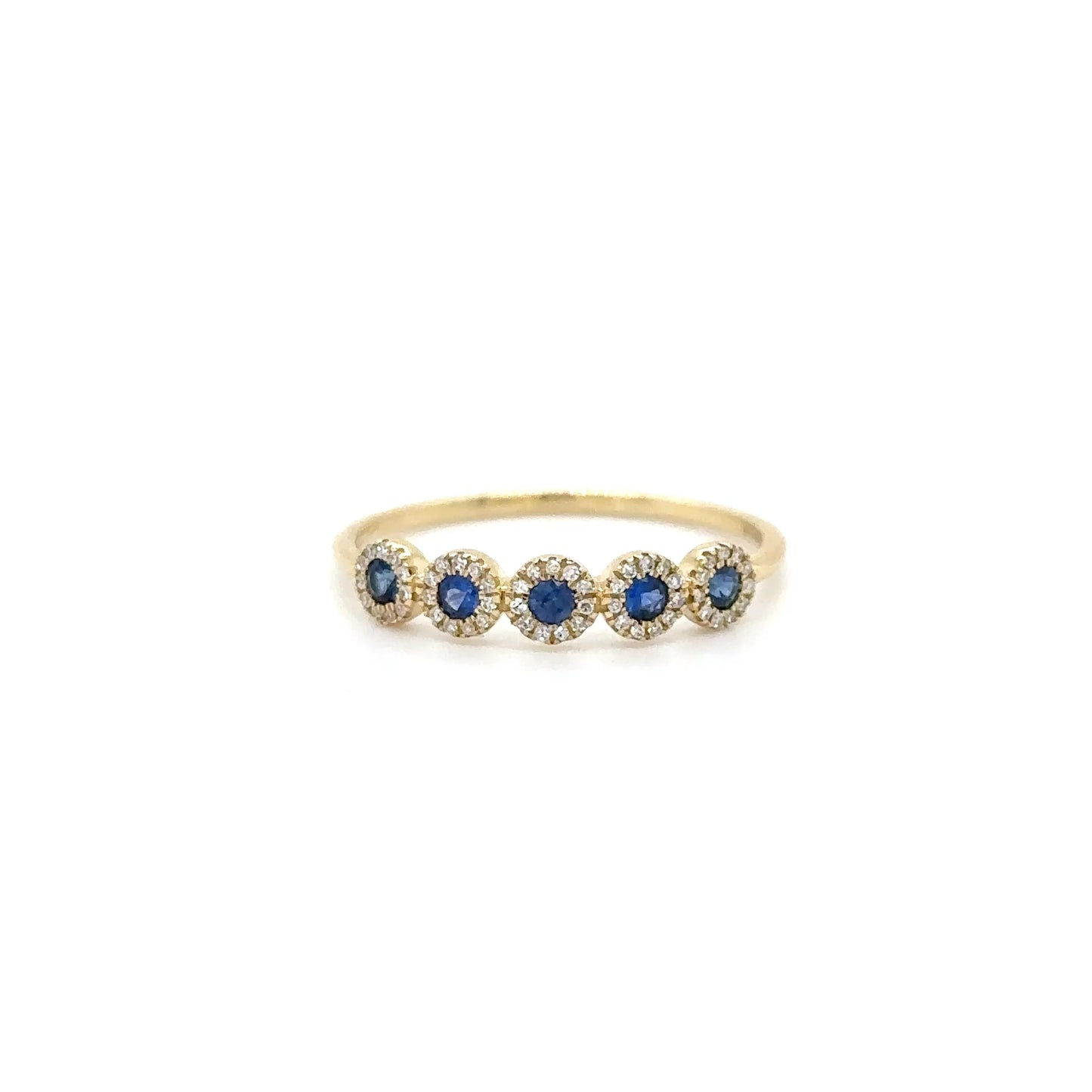 14KT YELLOW GOLD SAPPHIRE AND DIAMONDS RING