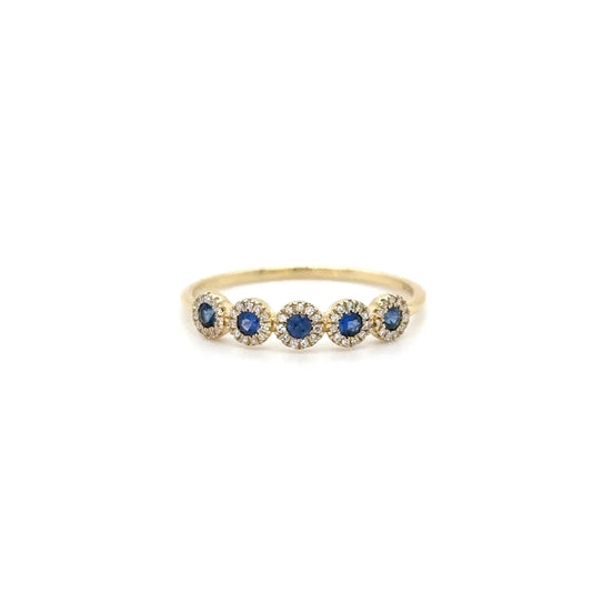 14KT YELLOW GOLD SAPPHIRE AND DIAMONDS RING