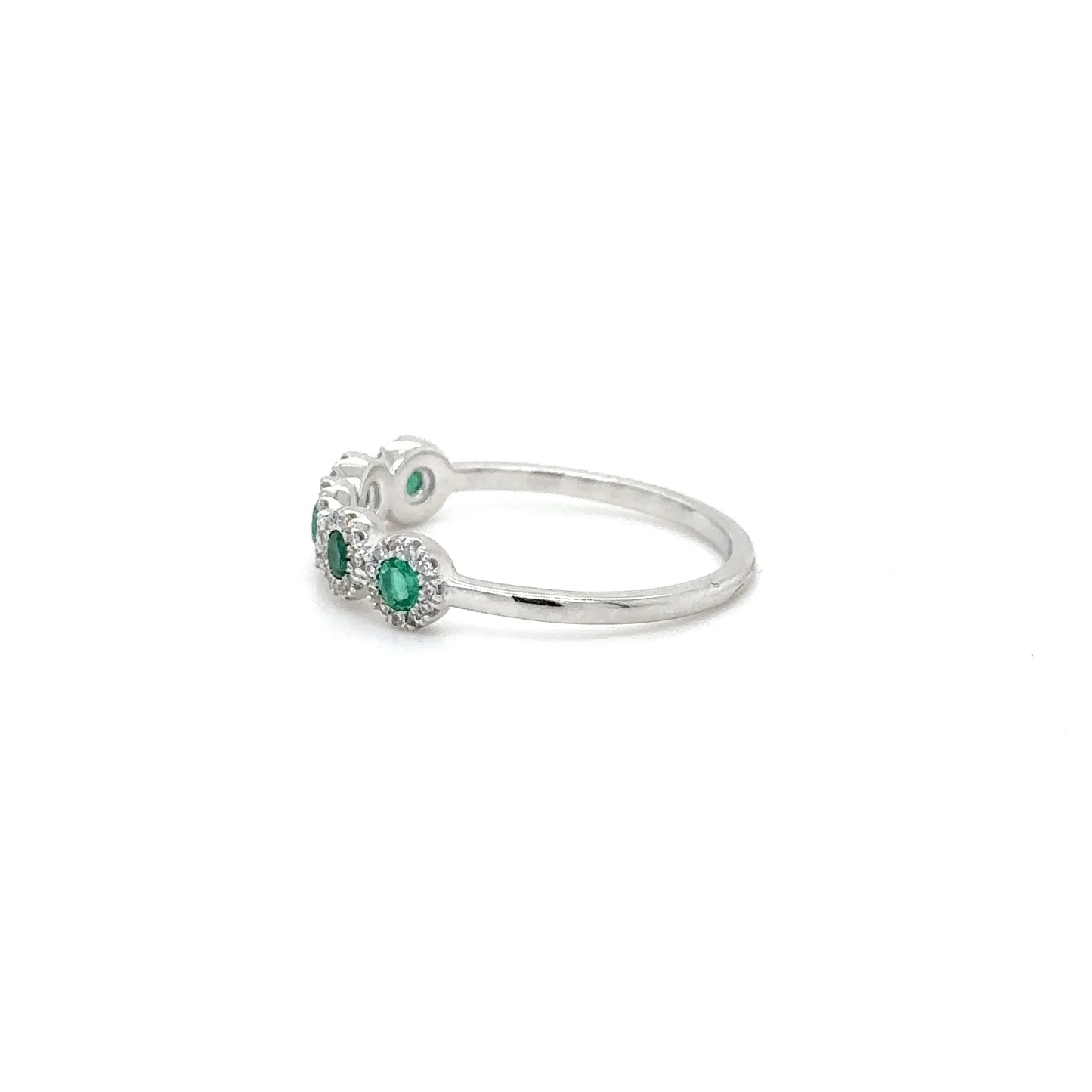 14KT WHITE GOLD EMERALD AND DIAMONDS RING
