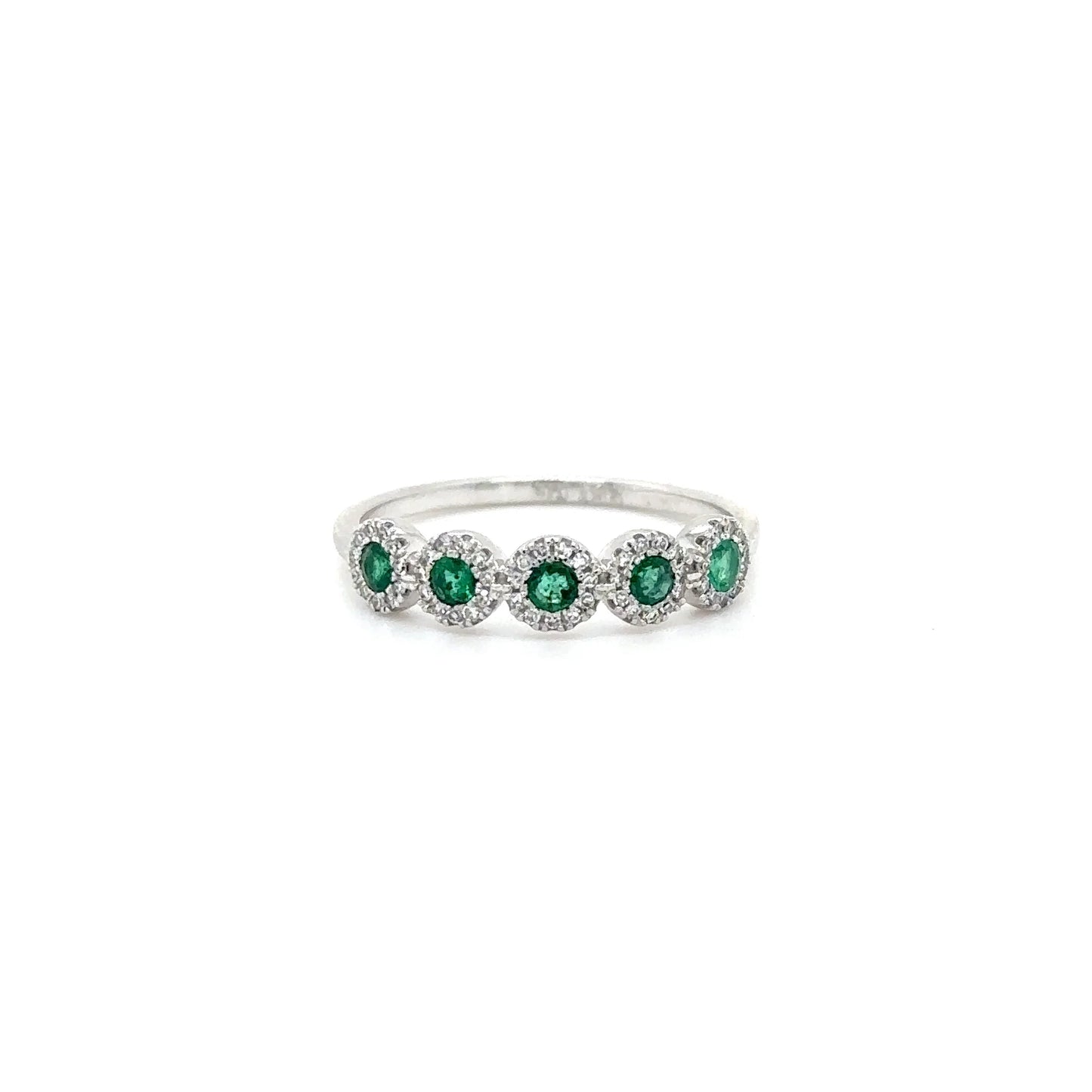 14KT WHITE GOLD EMERALD AND DIAMONDS RING