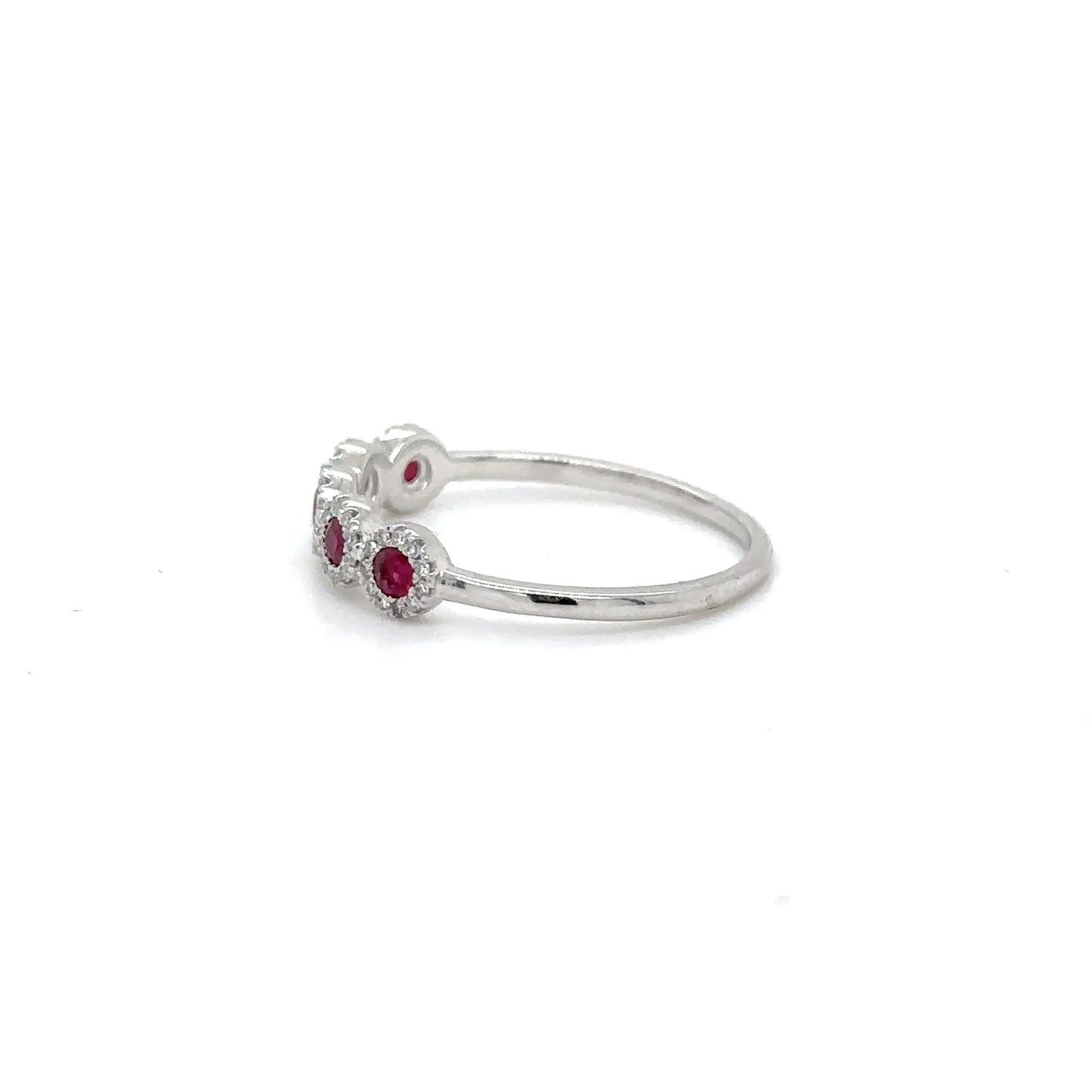 14KT WHITE GOLD RUBY AND DIAMONDS RING