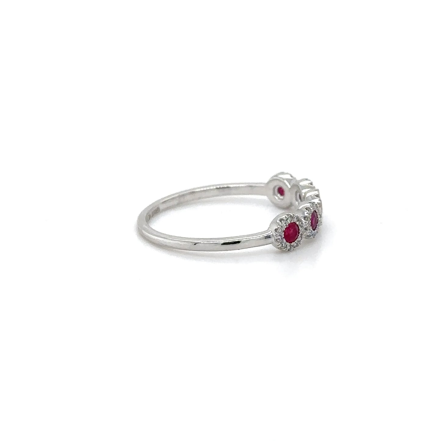14KT WHITE GOLD RUBY AND DIAMONDS RING
