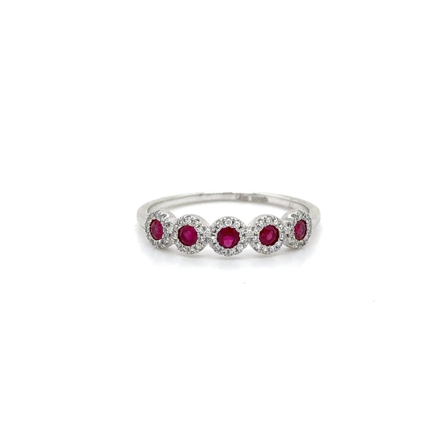 14KT WHITE GOLD RUBY AND DIAMONDS RING