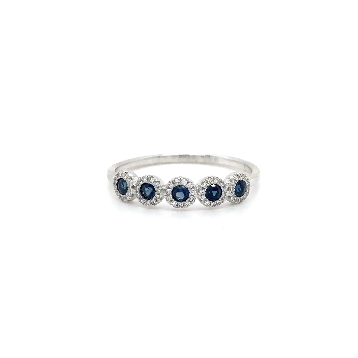 14KT WHITE GOLD SAPPHIRE AND DIAMONDS RING