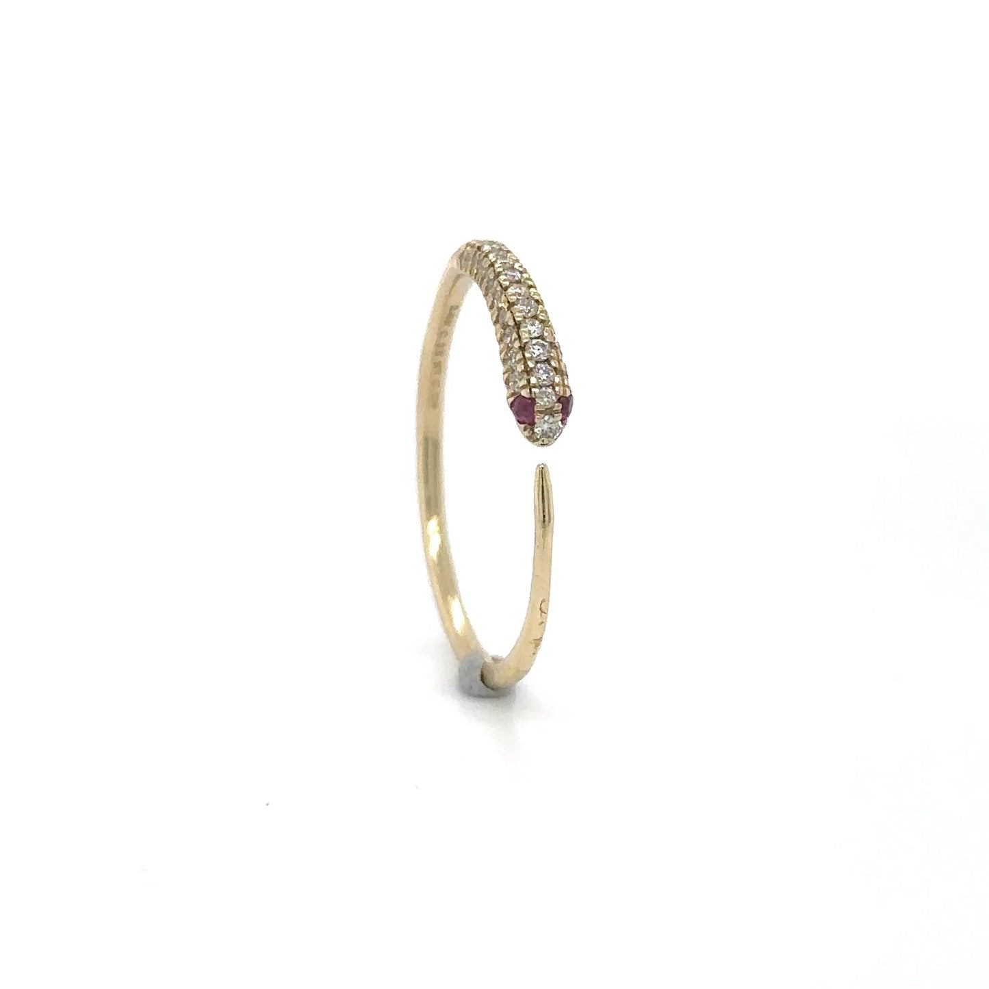 14KT YELLOW GOLD RUBY AND DIAMONDS SNAKE RING