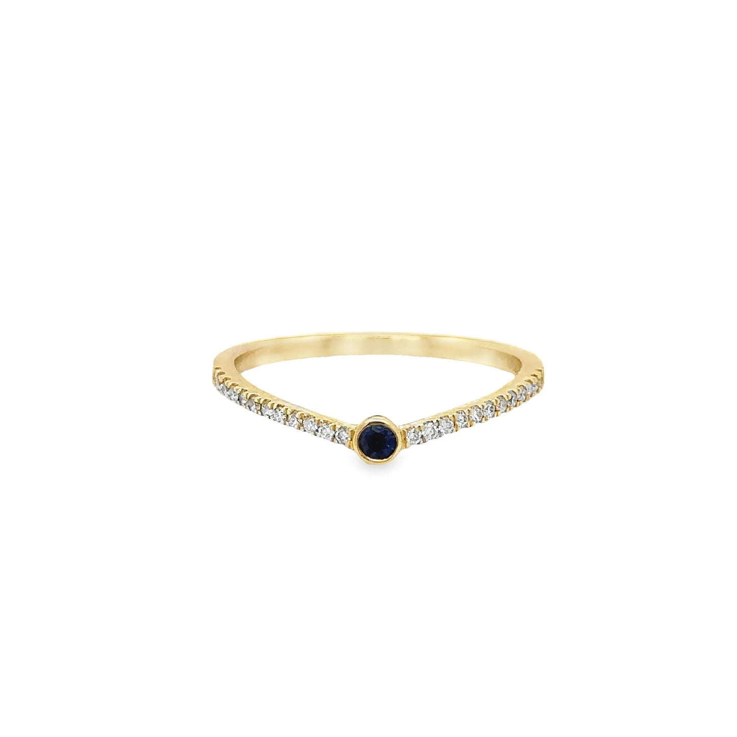 14KT YELLOW GOLD SAPPHIRE RING WITH DIAMONDS