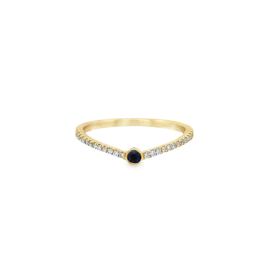14KT YELLOW GOLD SAPPHIRE RING WITH DIAMONDS