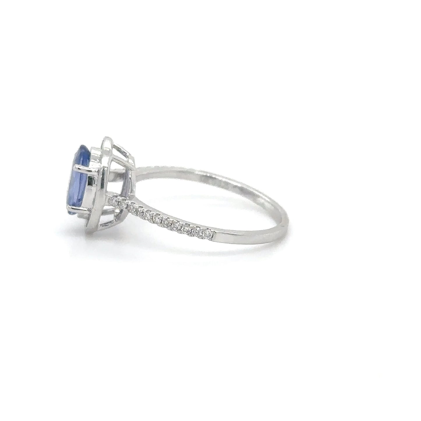 14KT WHITE GOLD SAPPHIRE AND DIAMOND RING