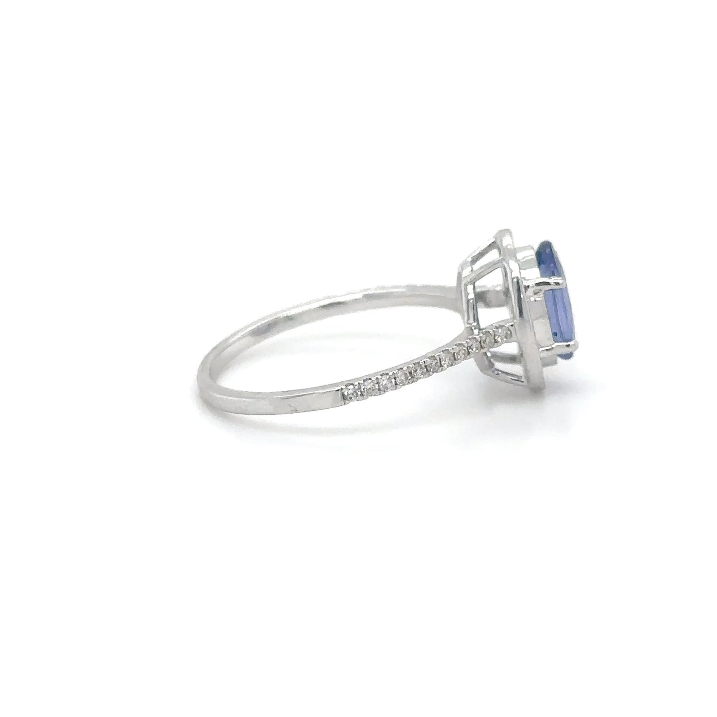 14KT WHITE GOLD SAPPHIRE AND DIAMOND RING