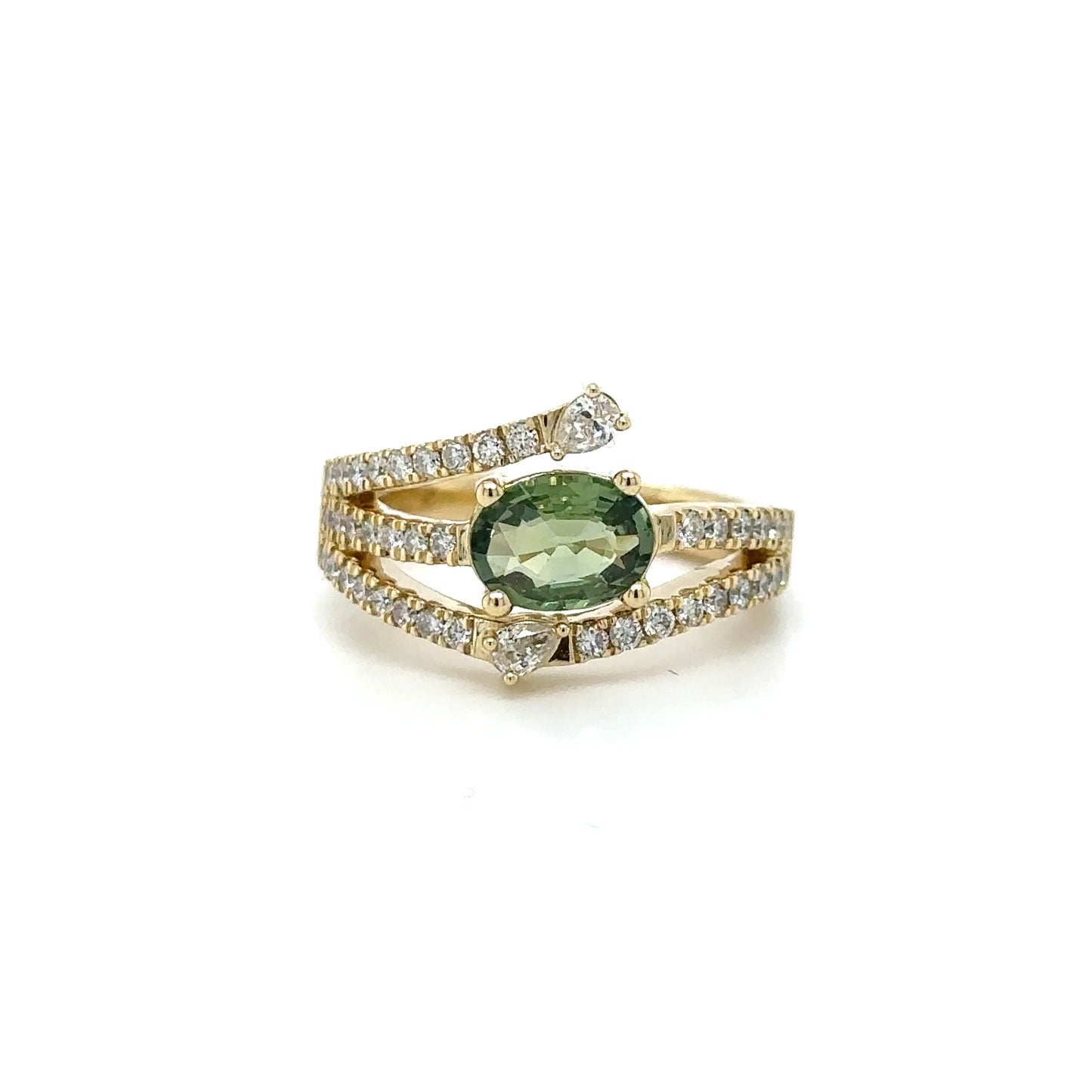 14KT YELLOW GOLD MULTI SAPPHIRE AND DIAMOND RING