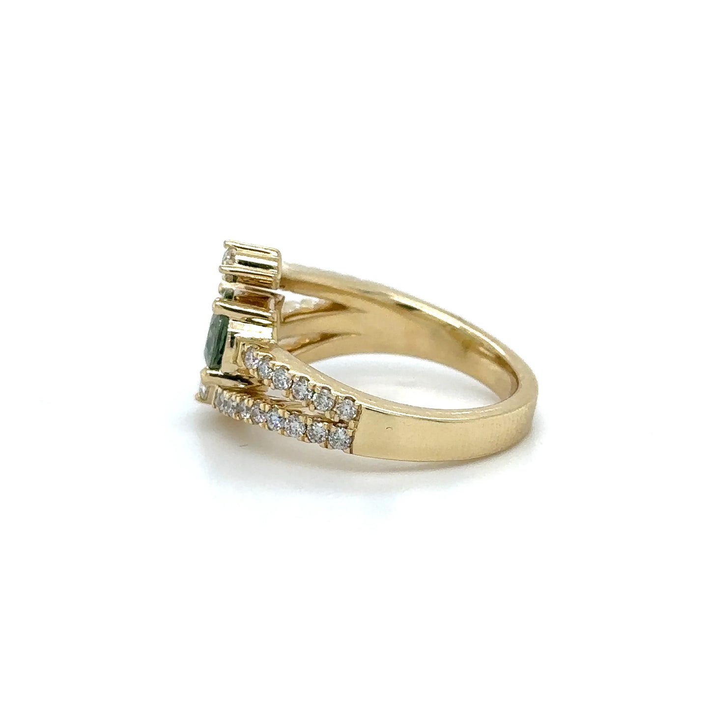 14KT YELLOW GOLD MULTI SAPPHIRE AND DIAMOND RING