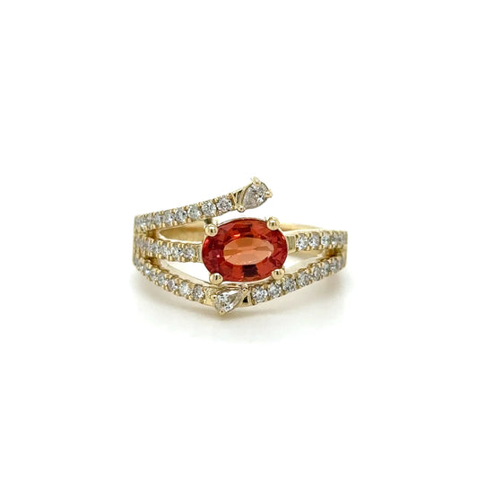 14KT YELLOW GOLD MULTI SAPPHIRE AND DIAMOND RING