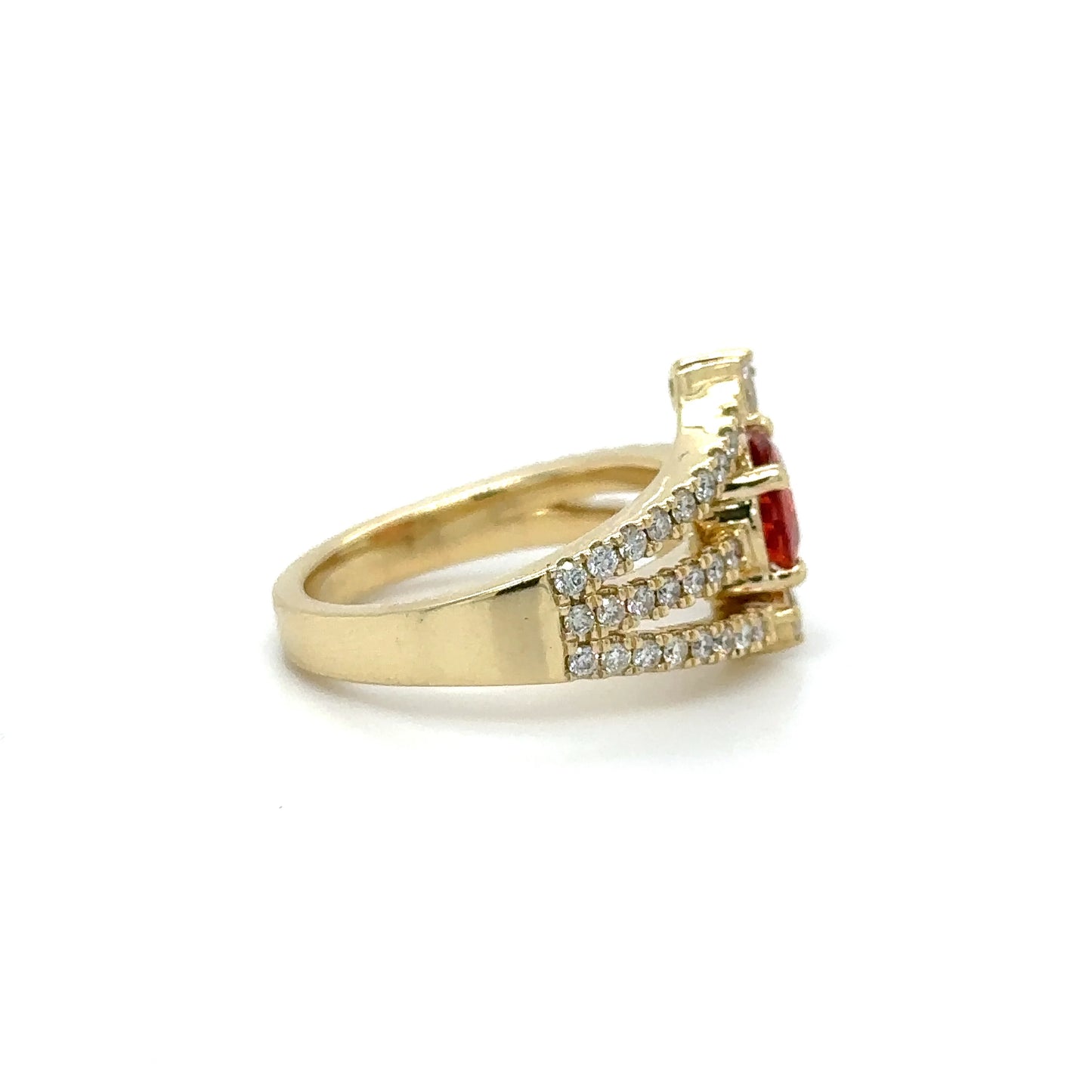 14KT YELLOW GOLD MULTI SAPPHIRE AND DIAMOND RING