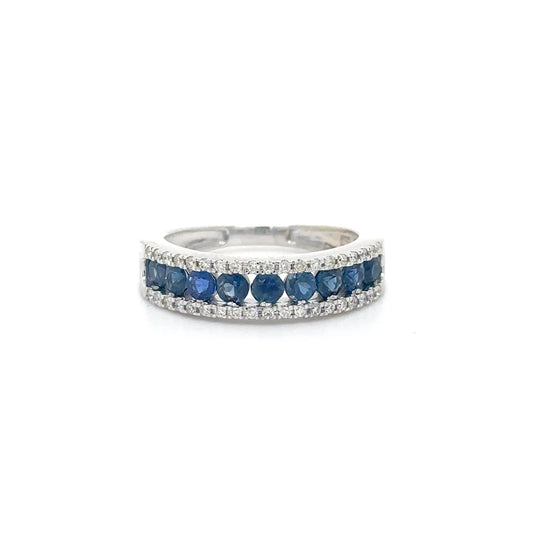 14KT WHITE GOLD SAPPHIRE DIAMOND RING