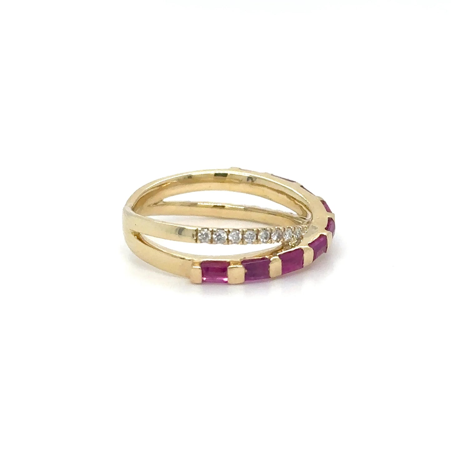 14KT YELLOW GOLD PINK SAPPHIRE AND DIAMONDS RING