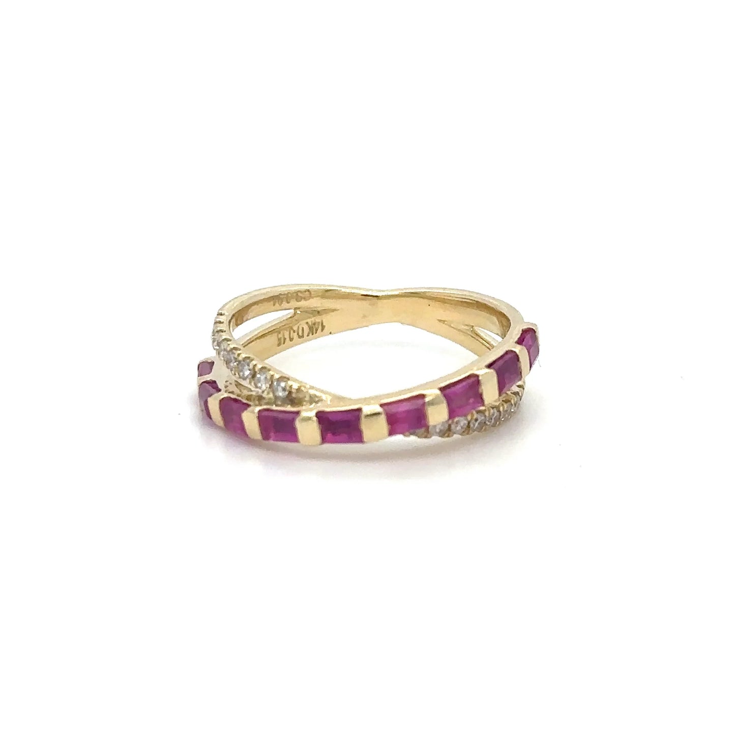 14KT YELLOW GOLD PINK SAPPHIRE AND DIAMONDS RING