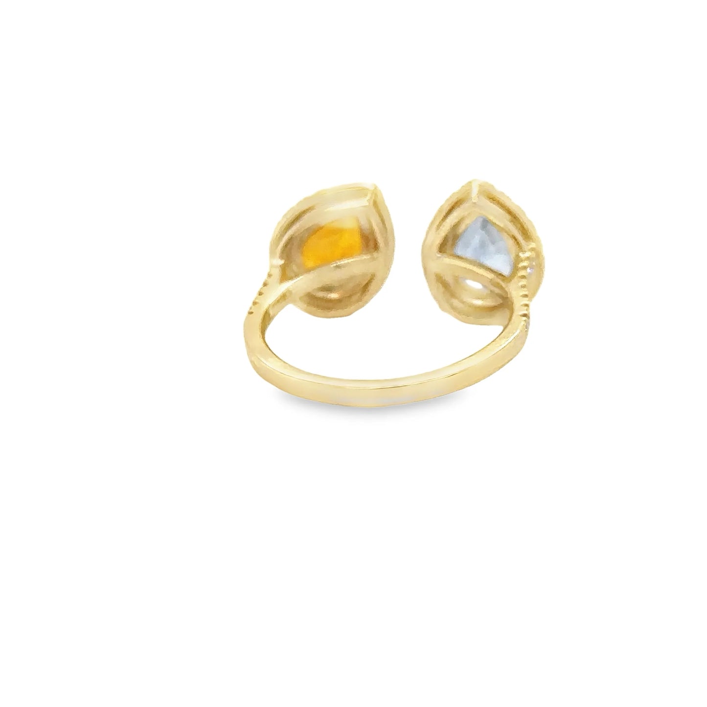 14KT YELLOW GOLD MULTI SAPPHIRE AND DIAMONDS RING