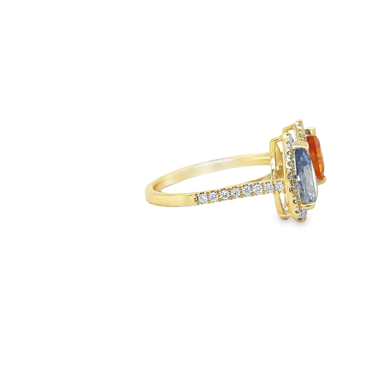 14KT YELLOW GOLD MULTI SAPPHIRE AND DIAMONDS RING