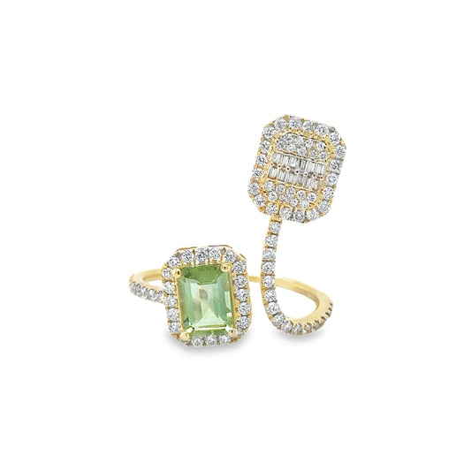 14KT YELLOW GOLD TOURMALINE RING WITH DIAMONDS