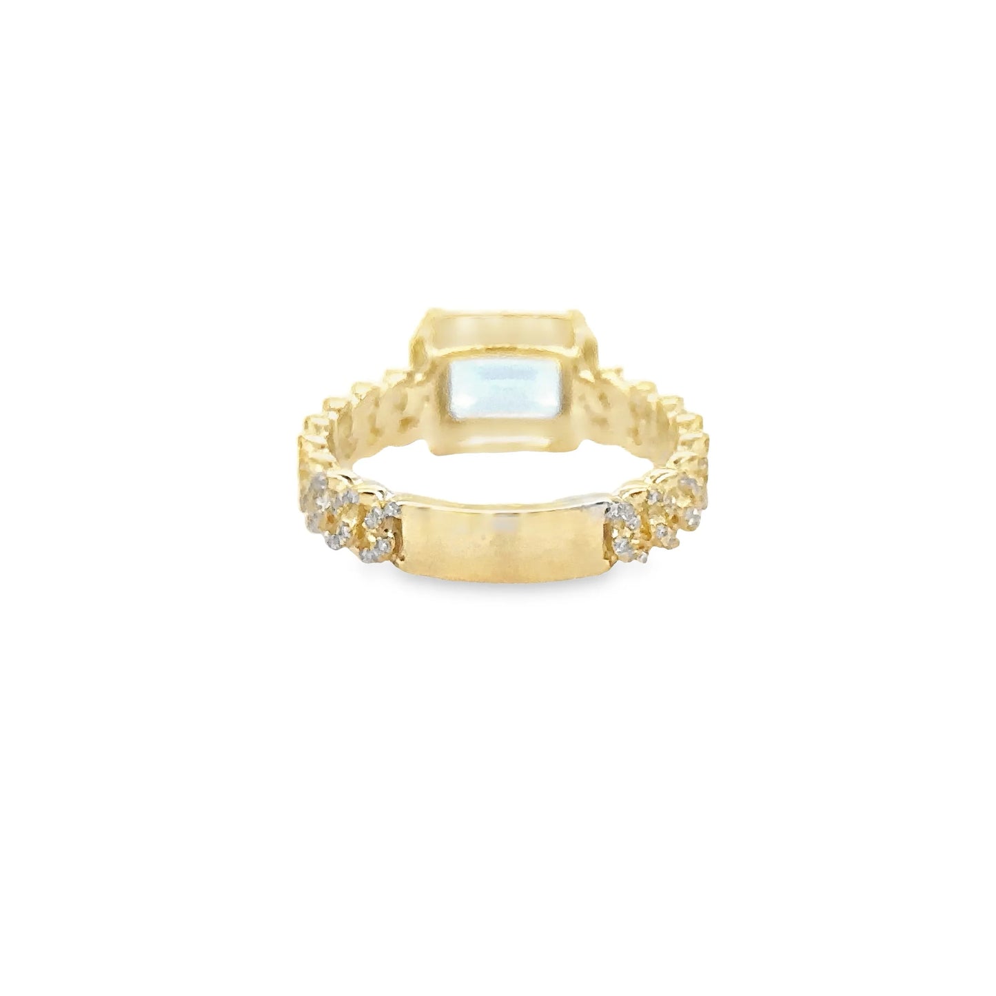 14KT YELLOW GOLD AQUAMARINE RING WITH DIAMONDS