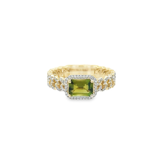 14KT YELLOW GOLD TOURMALINE RING WITH DIAMONDS