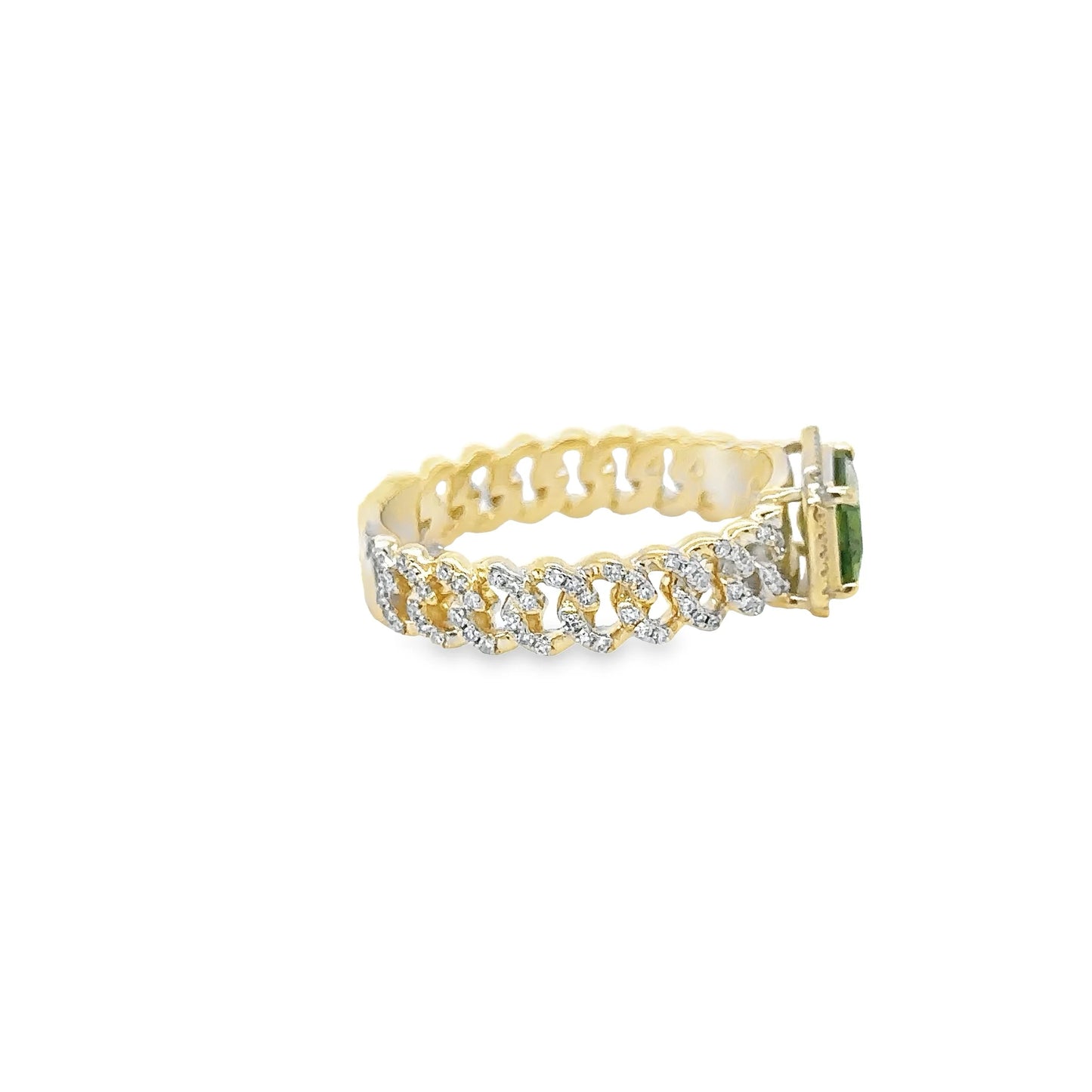 14KT YELLOW GOLD TOURMALINE RING WITH DIAMONDS