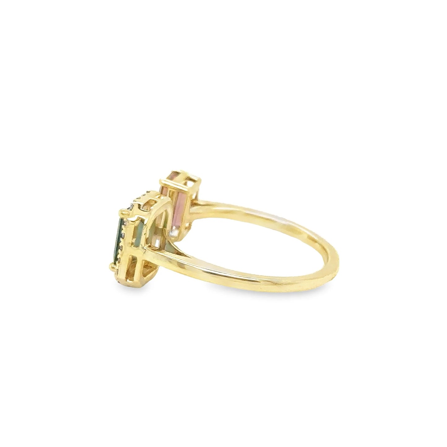 14KT YELLOW GOLD TOURMALINE RING WITH DIAMONDS