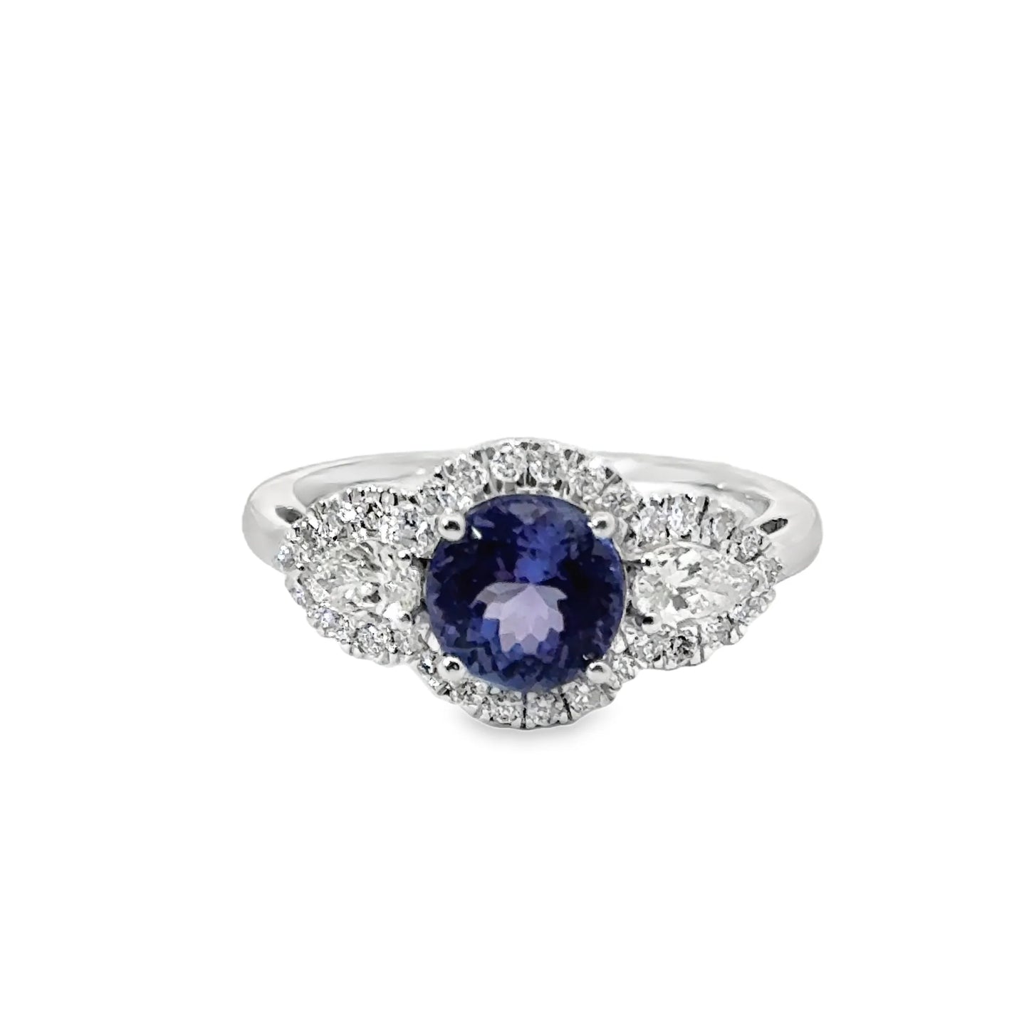 14KT WHITE GOLD TANZANITE AND DIAMONDS RING