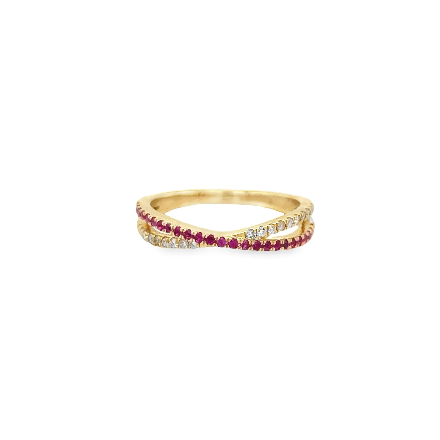 14KT YELLOW GOLD RUBY AND DIAMONDS RING