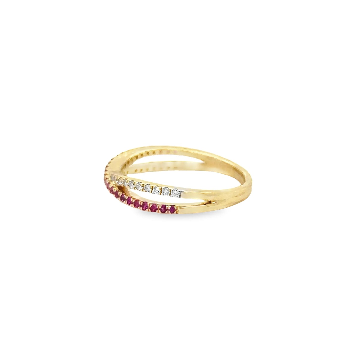 14KT YELLOW GOLD RUBY AND DIAMONDS RING