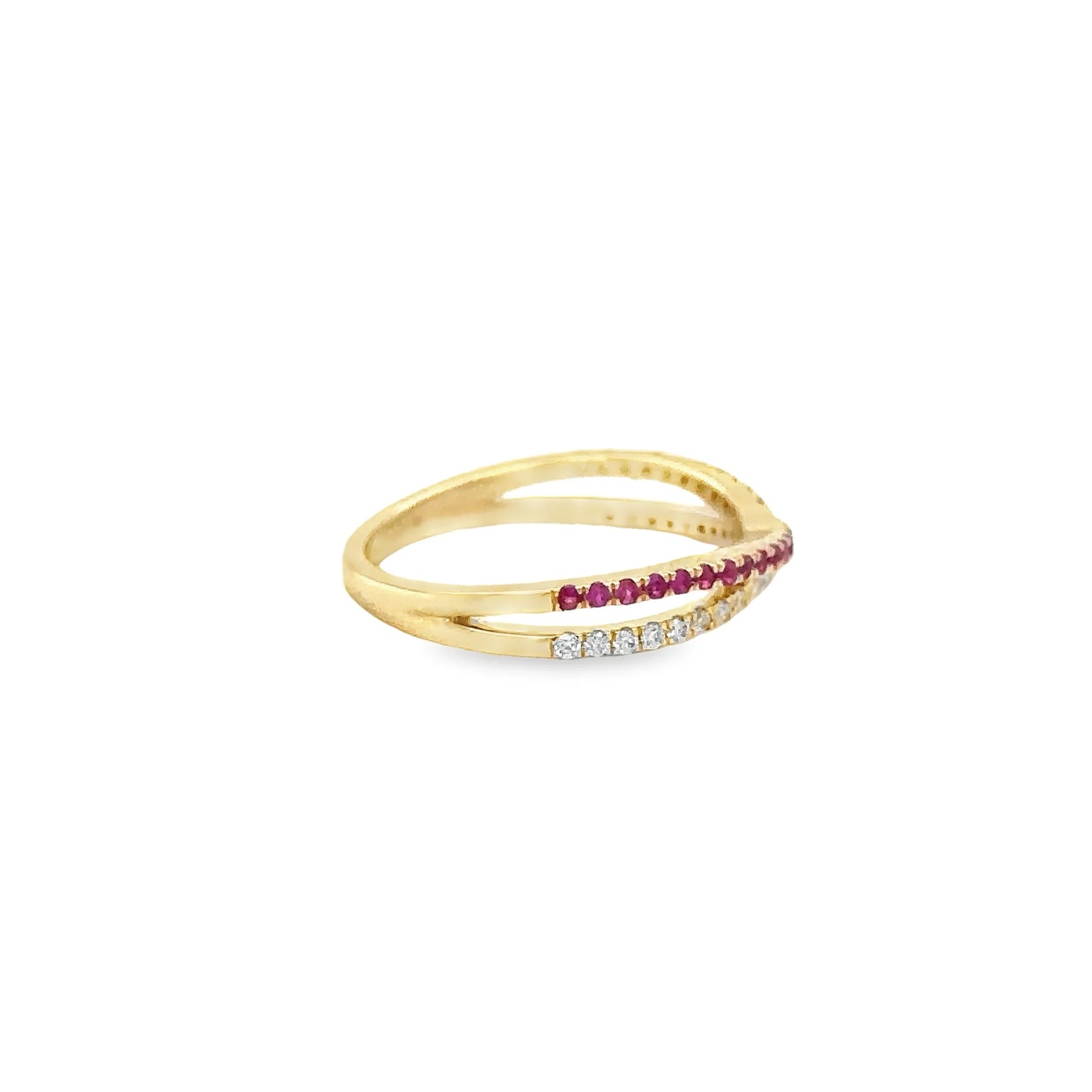 14KT YELLOW GOLD RUBY AND DIAMONDS RING